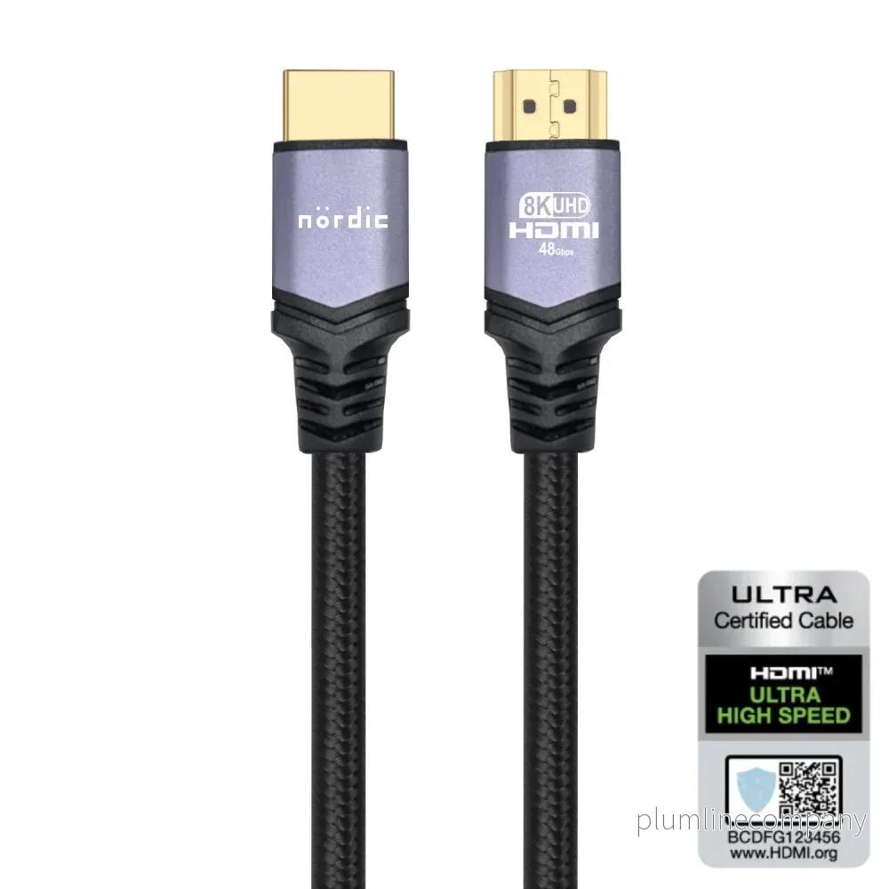 NÖRDIC CERTIFIED CABLES 3m Ultra High Speed HDMI 2.1 8K 60Hz 4K 120Hz 48Gbps Dynamic HDR eARC VRR nylonflätad kabel guldpläterad NÖRDIC CERTIFIED CABLES 3m Ultra High Speed HDMI 2.1 8K 60Hz 4K 120Hz 48Gbps Dynamic HDR eARC VRR nylonflätad kabel guldpläterad