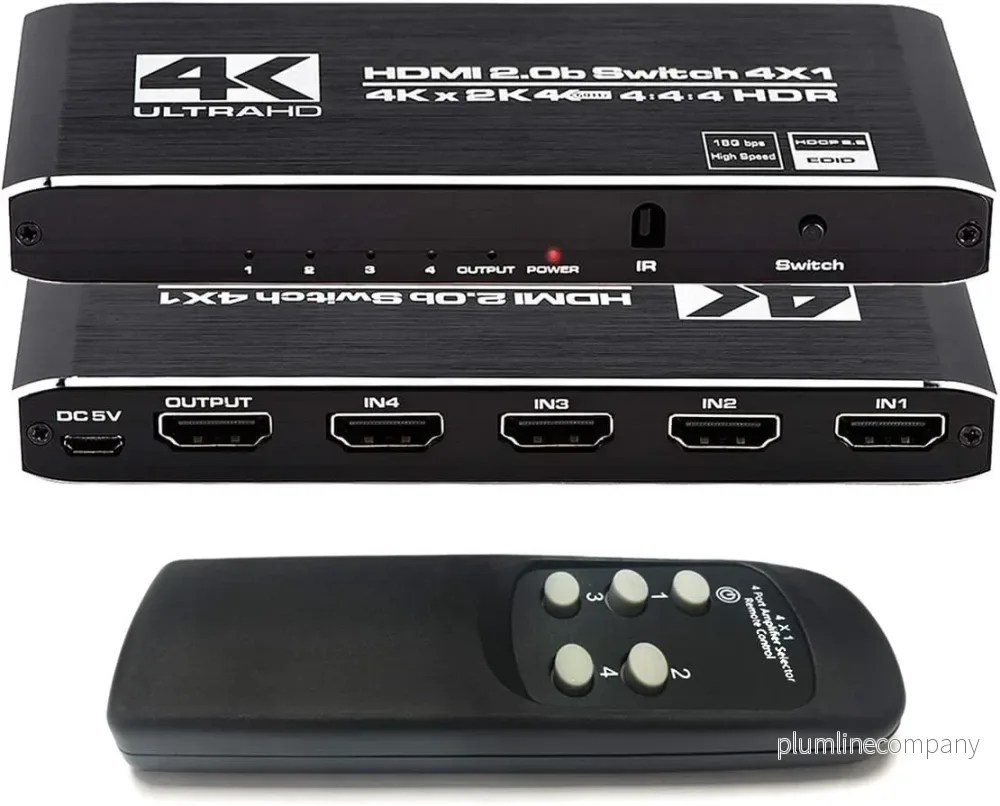 NÖRDIC HDMI 2.0 4×1 Switch 4K60Hz med fjärrkontroll NÖRDIC HDMI 2.0 4×1 Switch 4K60Hz med fjärrkontroll