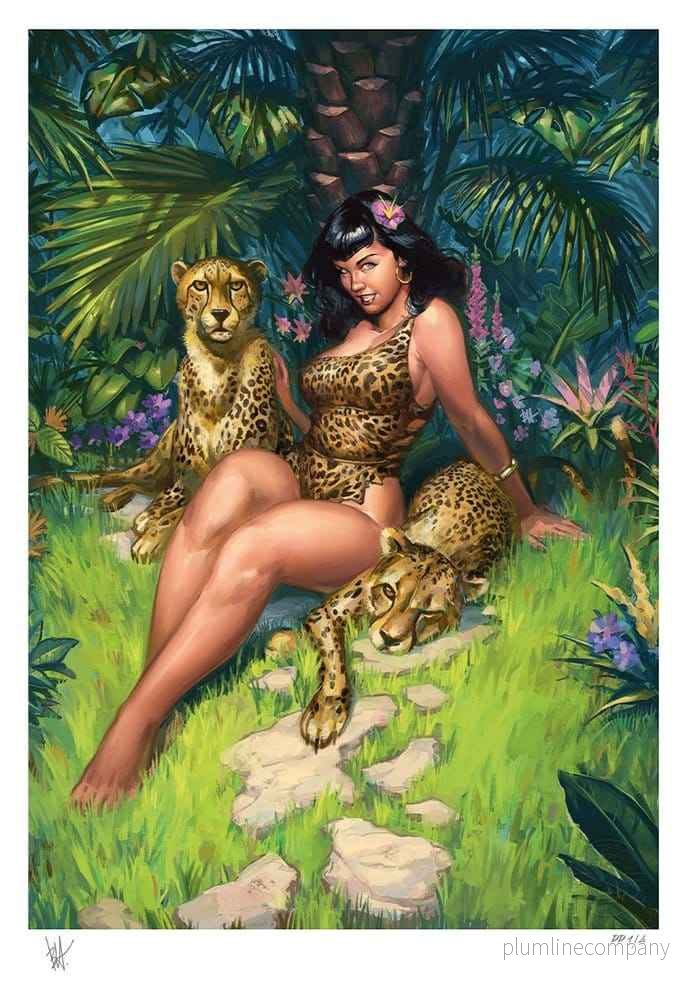 Bettie Page Fine Art-tryck Jungel Bettie 46 x 61 cm – opreamad Bettie Page Fine Art-tryck Jungel Bettie 46 x 61 cm – opreamad