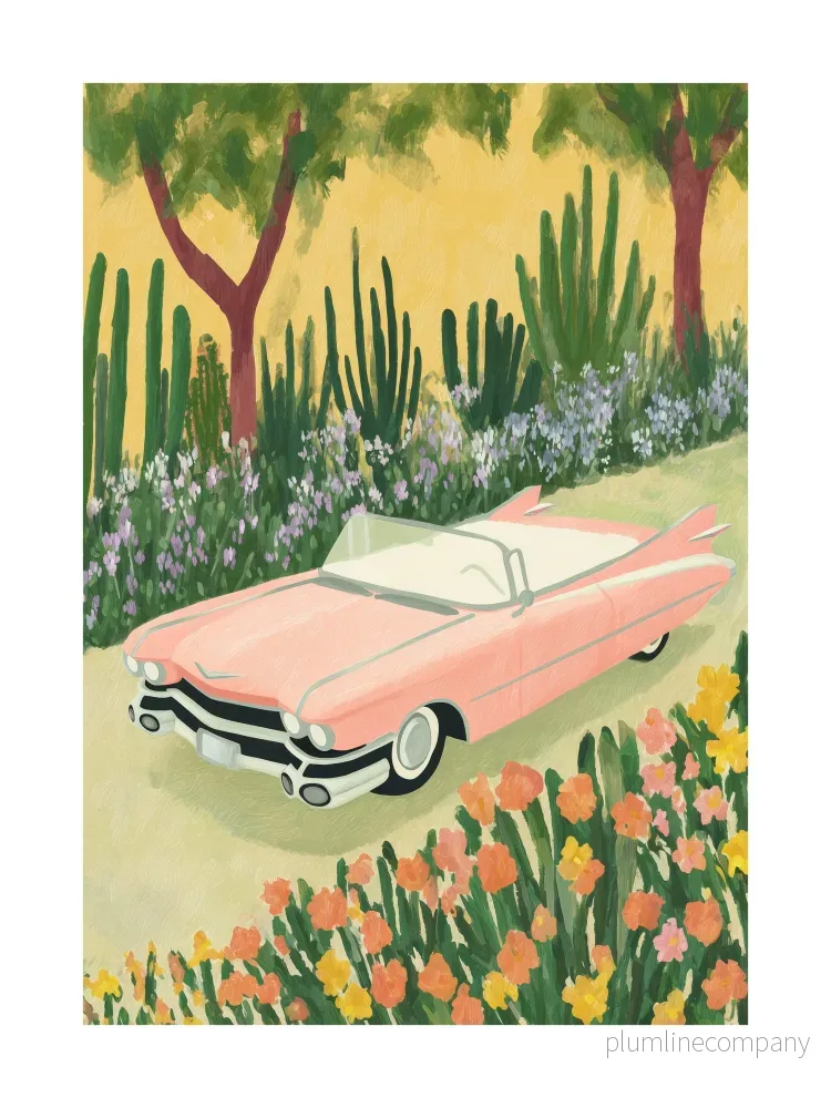 Pink Cadillac in Bloom Poster