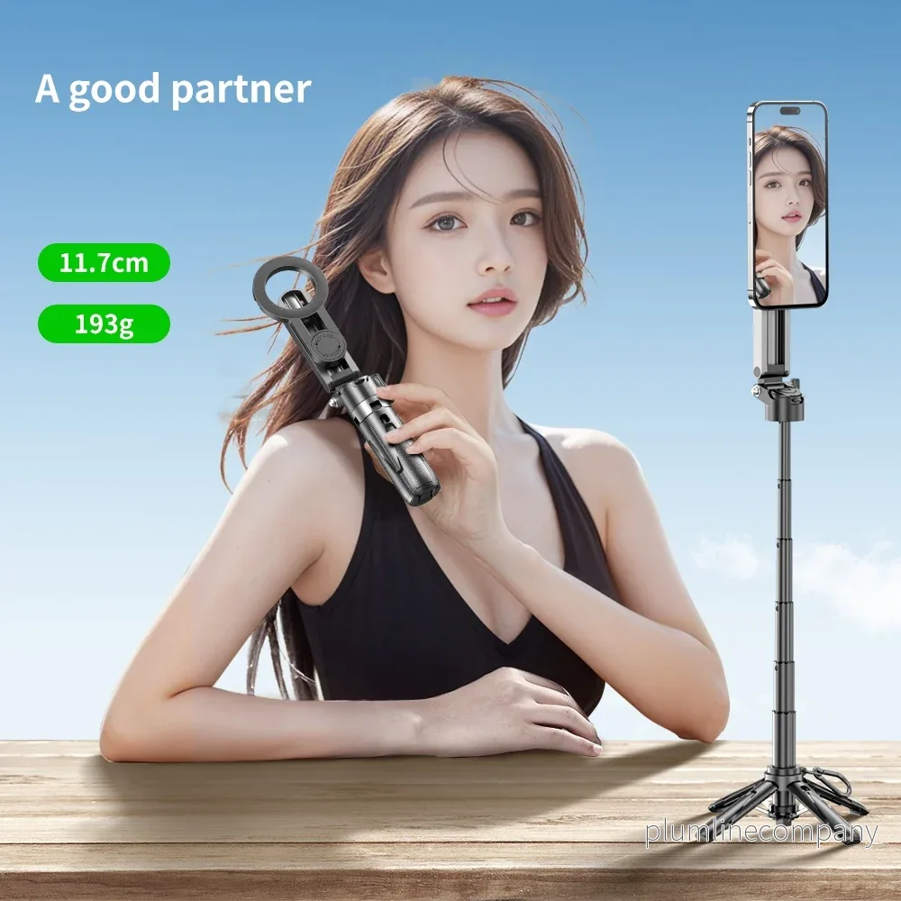 Magnetisk Selfie-stick med inbyggda fjärr-funktioner, utdragbart mobilstativ kompatibelt med MagSafe, selfiestick/tripod - Bild 2