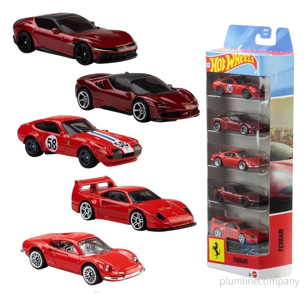 Ferrari Hot Wheels Die-Cast Fordon 5-pack 1:64 Ferrari Hot Wheels Die-Cast Fordon 5-pack 1:64