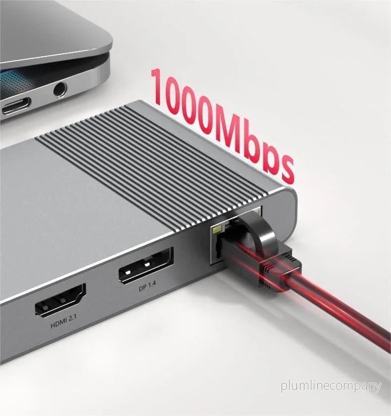 NÖRDIC USB-C 1 till 12 Dockning station 1xDP 8K30Hz 1xHDMI 8K30Hz 1xRJ45 GigaLan 1xUSB-C PD100W 3xUSB 10G 1xUSB 5G 1xSD 1XMicroSD 1x3.5mm AUX - Bild 2