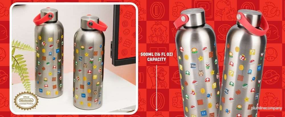 Super Mario vattenflaska i metall med bärögla - Bild 2