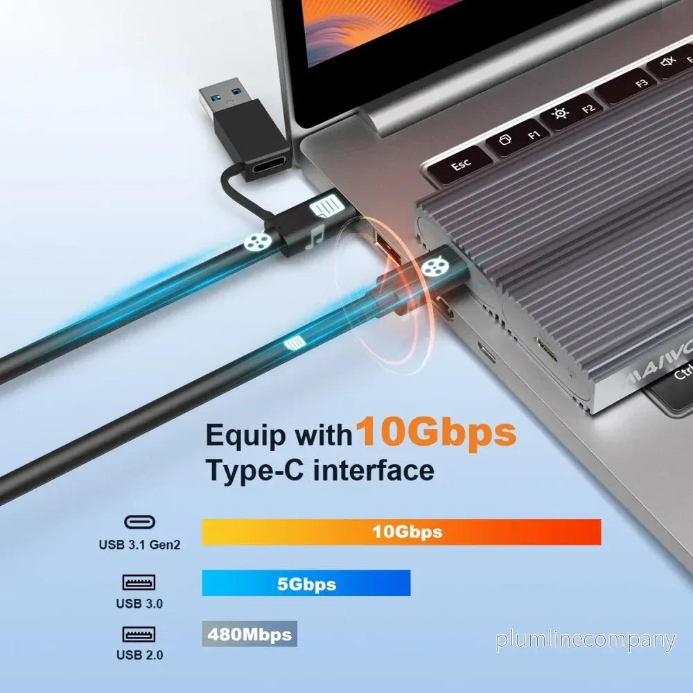 Maiwo K1202P Dual Disk NVMe SSD-hölje USB-C 3.1 GEN2 10 Gbps - Bild 3