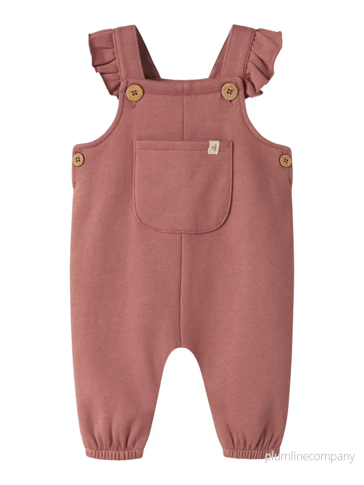 Hängselbyxa Ekologisk Bomull - Withered Rose - NBFKILANO LOOSE SWEAT OVERALL BRU LIL