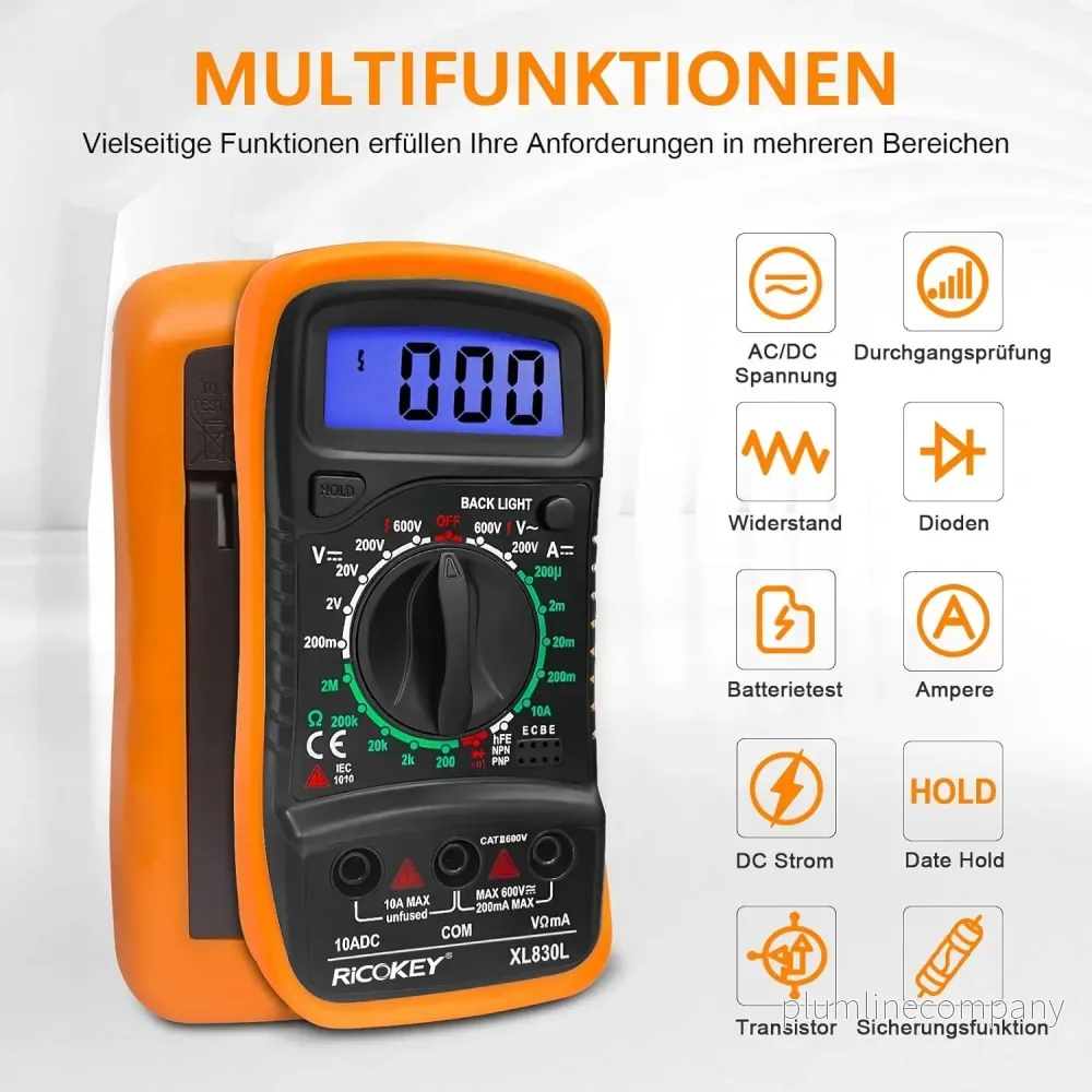 Digital multimeter för AC/DC – volt-, ampere- och ohmmätning med kontinuitetstest - Bild 2
