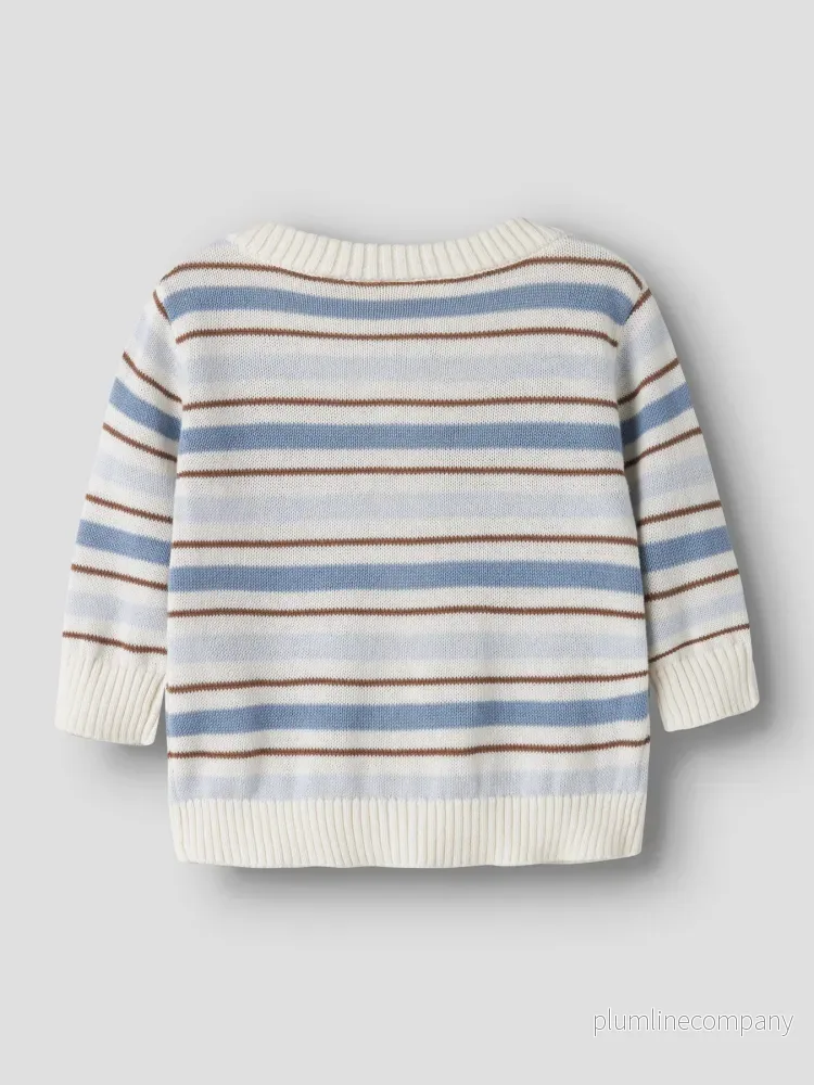 Stickad kofta i ekologisk bomull - NBMHITO LS KNIT CARD LIL - DUSTY BLUE - Bild 2