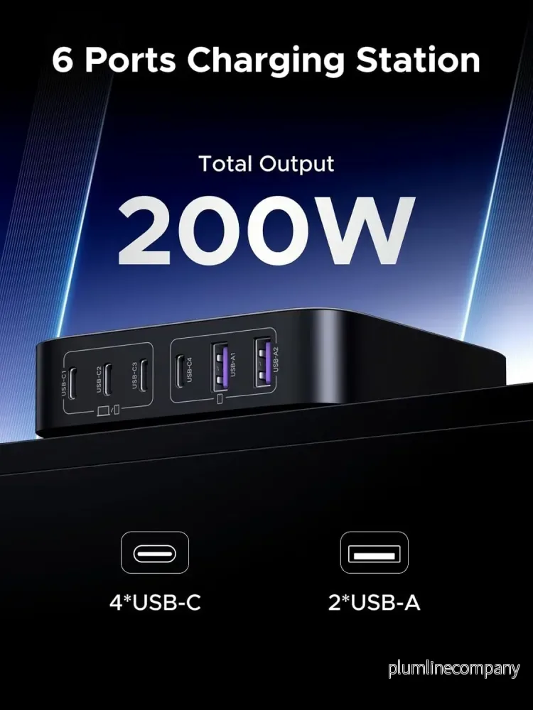 UGREEN Nexode 200W USB-C-laddare, 6-portars GaN-skrivbordsladdare - Bild 3