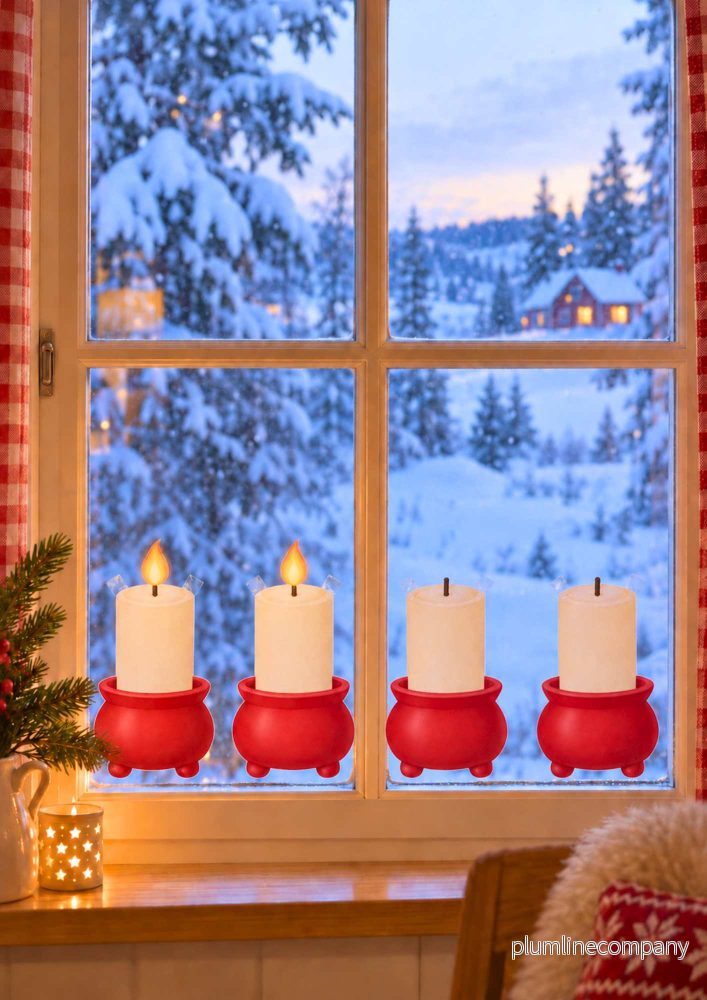 Adventsljusstake till fönster - Röd - Bild 3