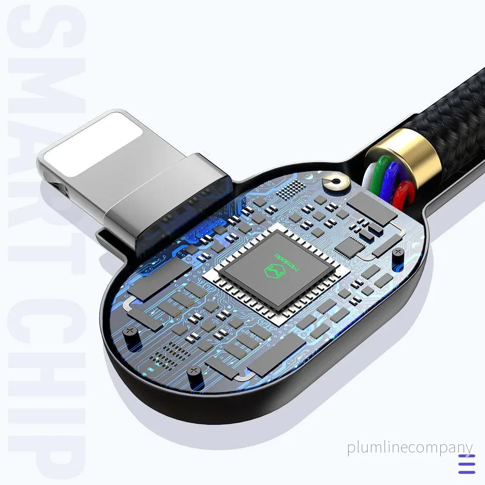 Mcdodo CA-7371 Lightning (Non MFI) vinklad till Type C vinklad PD 36W 1,8m med LED svart - Bild 3
