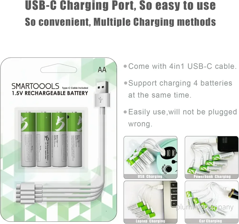 NÖRDIC USB-C Uppladdningsbara batterier 4-pack AA/LR06 - Bild 3