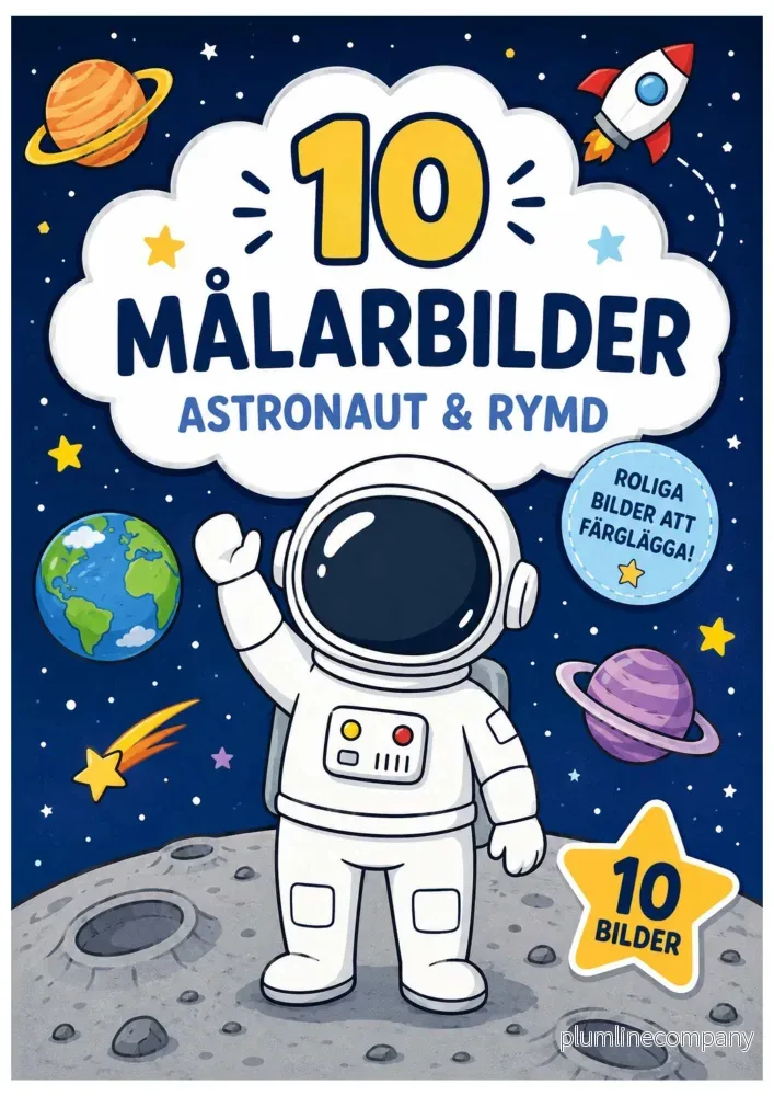 10 målarbilder med astronauter och rymdtema