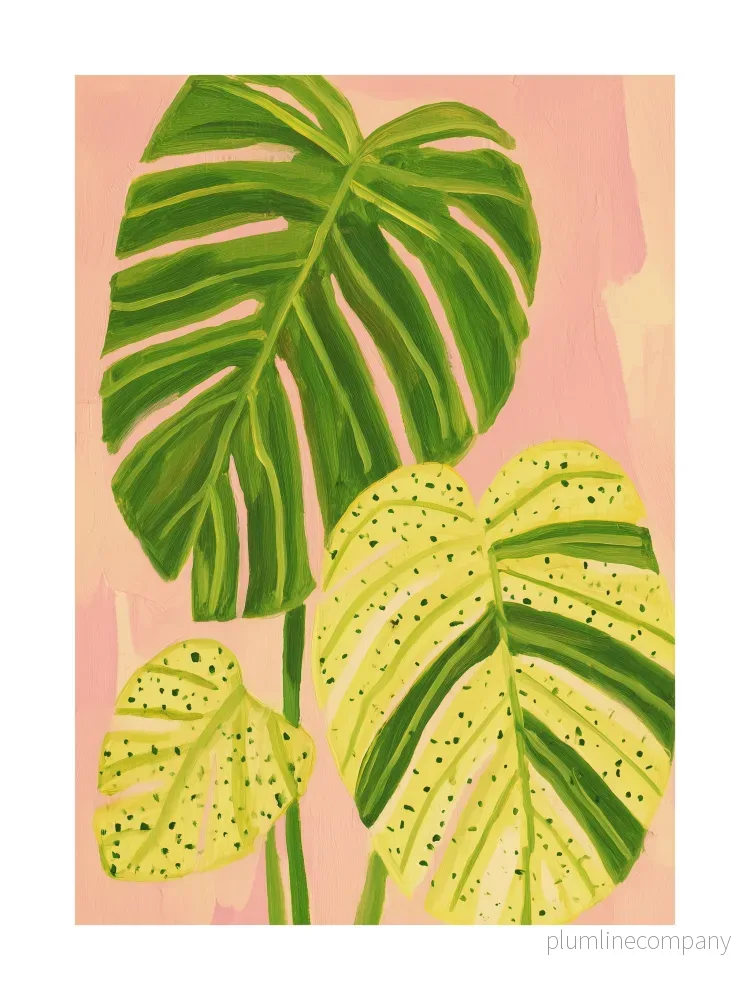 Tropical Monstera Leaves Poster