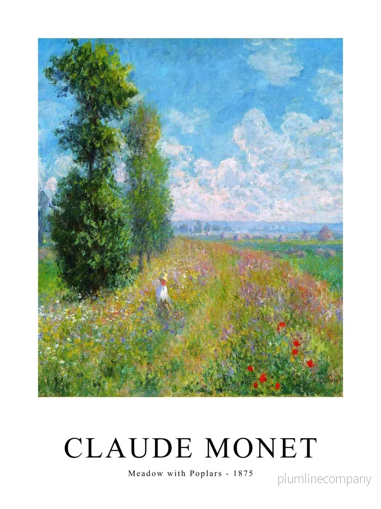 Meadow with Poplars Poster