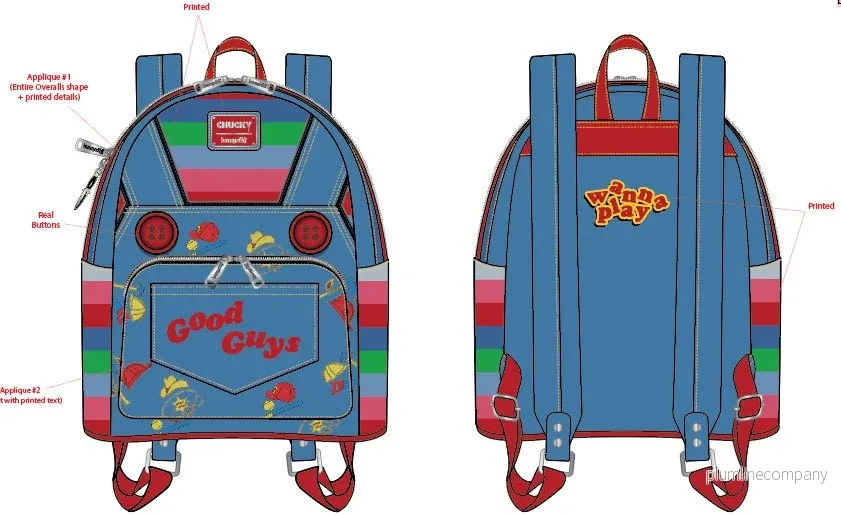 Barnspel av Loungefly Ryggsäck Chucky Cosplay Barnspel av Loungefly Ryggsäck Chucky Cosplay
