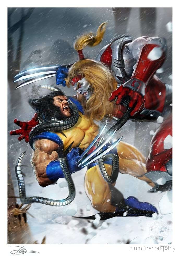 Marvel Fine Art Print Wolverine vs Omega Red 46 x 61 cm – utan ram