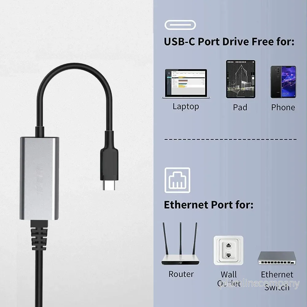NÖRDIC USB-C till Giga Ethernet nätverksadapter 17cm Space Grey aluminium - Bild 3