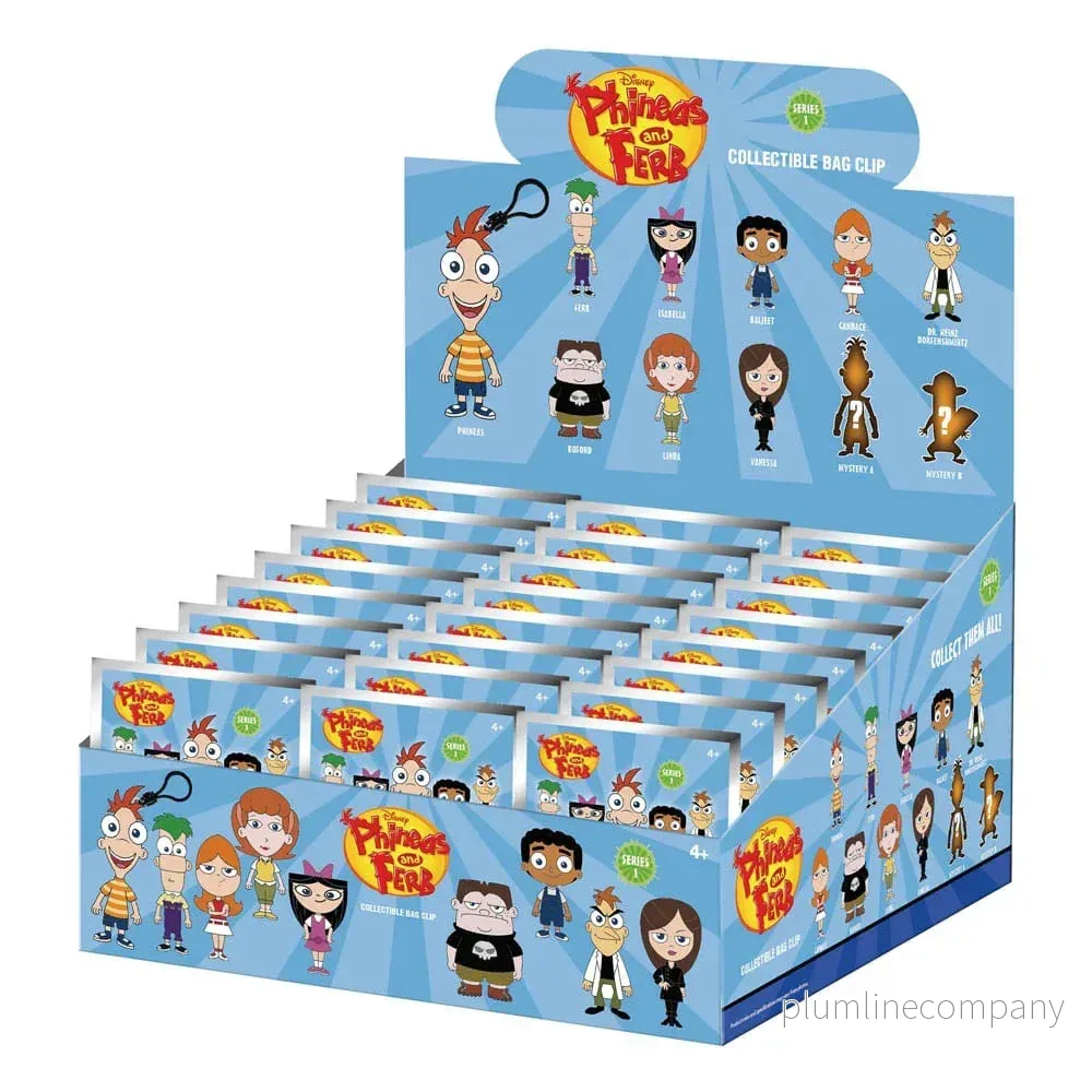 Phineas och Ferb 3D Foam Bag Clips Series 1 Display (24) Phineas och Ferb 3D Foam Bag Clips Series 1 Display (24)