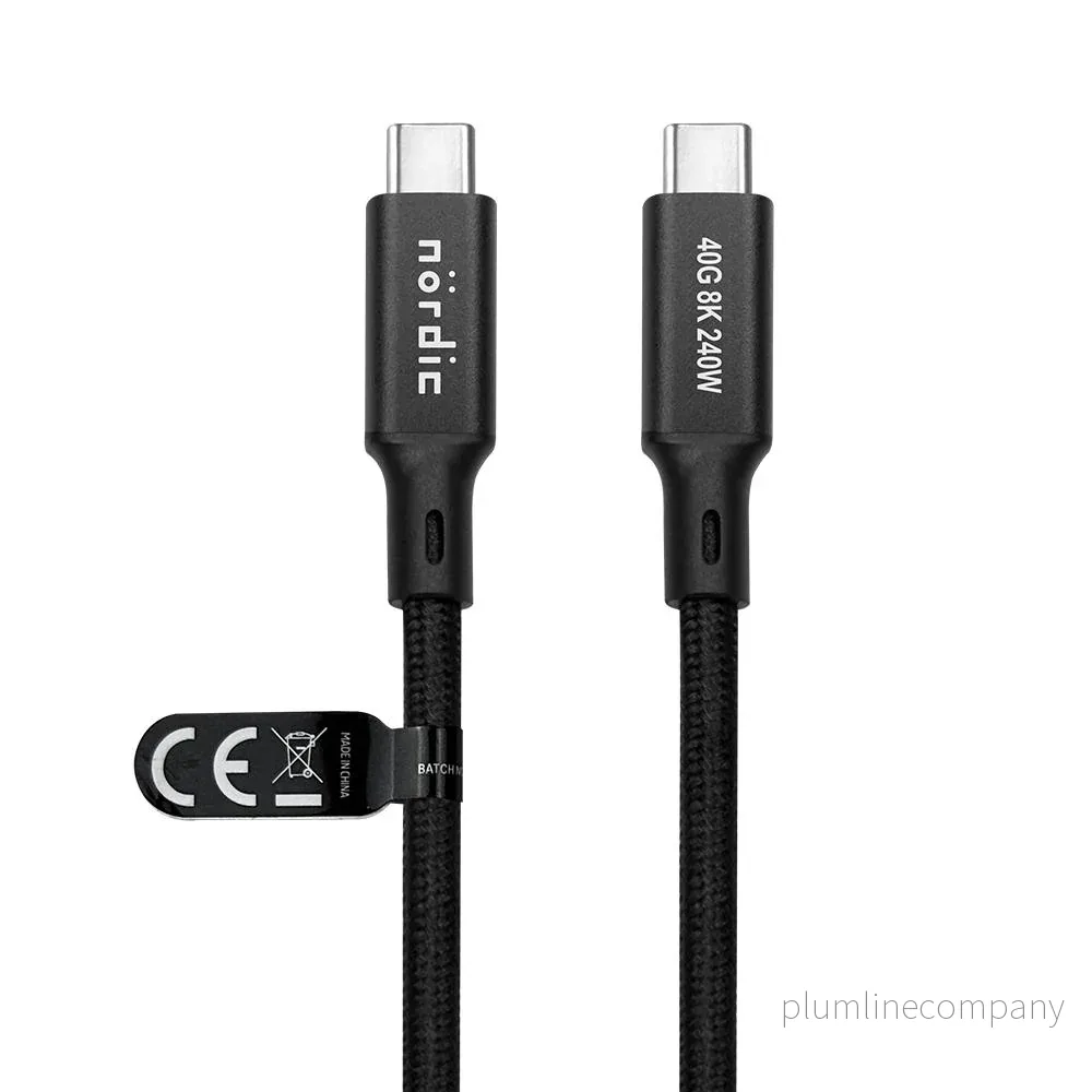 NÖRDIC 1,5 m USB4 USB-C till C nylonflätad kabel PD3.1 240W 40G 8K60Hz 4K144Hz svart NÖRDIC 1,5 m USB4 USB-C till C nylonflätad kabel PD3.1 240W 40G 8K60Hz 4K144Hz svart