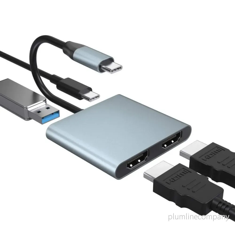NÖRDIC USB-C till 2xHDMI adapter 4K30Hz 1xUSB-C 60W PD 1xUSB-A 3.1 5Gbps MST NÖRDIC USB-C till 2xHDMI adapter 4K30Hz 1xUSB-C 60W PD 1xUSB-A 3.1 5Gbps MST