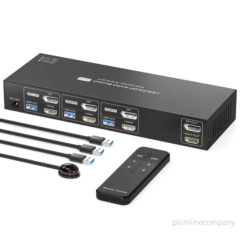 NÖRDIC KVM Switch 3 till 2 8K60Hz DP 1.4 HDMI 2.0 KVM USB 3.0 NÖRDIC KVM Switch 3 till 2 8K60Hz DP 1.4 HDMI 2.0 KVM USB 3.0