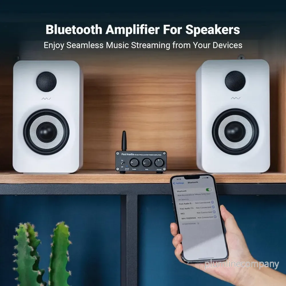 Fosi Audio Bluetooth 5.0 & R/L Förstärkare 100W x 2 med Volym, Bas och Diskant kontroll, Svart - Bild 3