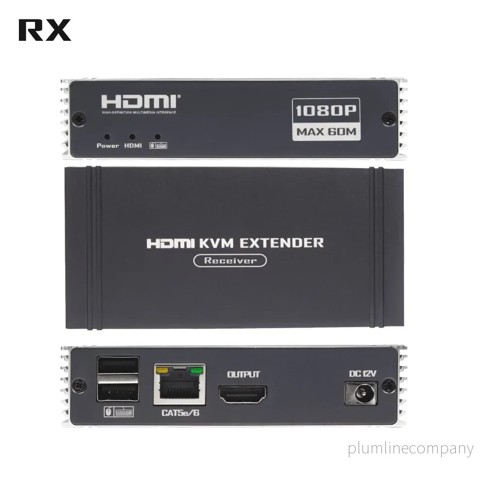 NÖRDIC 1080P 60Hz 65M HDMI KVM Extender USB över Cat5e/Cat6, POC med loop-stöd, USB för tangentbord och mus till PC/dator - Bild 2