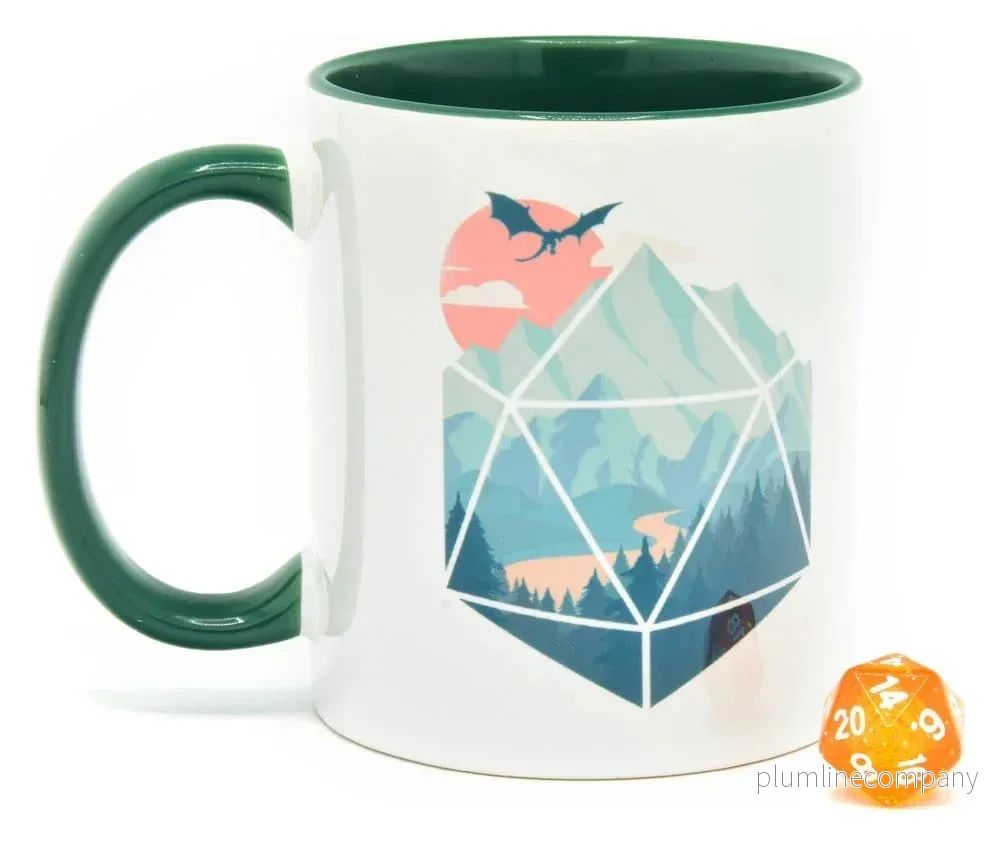 Glassstaff Gåvoset Mug & Tärning D20 En D20 Scen Glassstaff Gåvoset Mug & Tärning D20 En D20 Scen