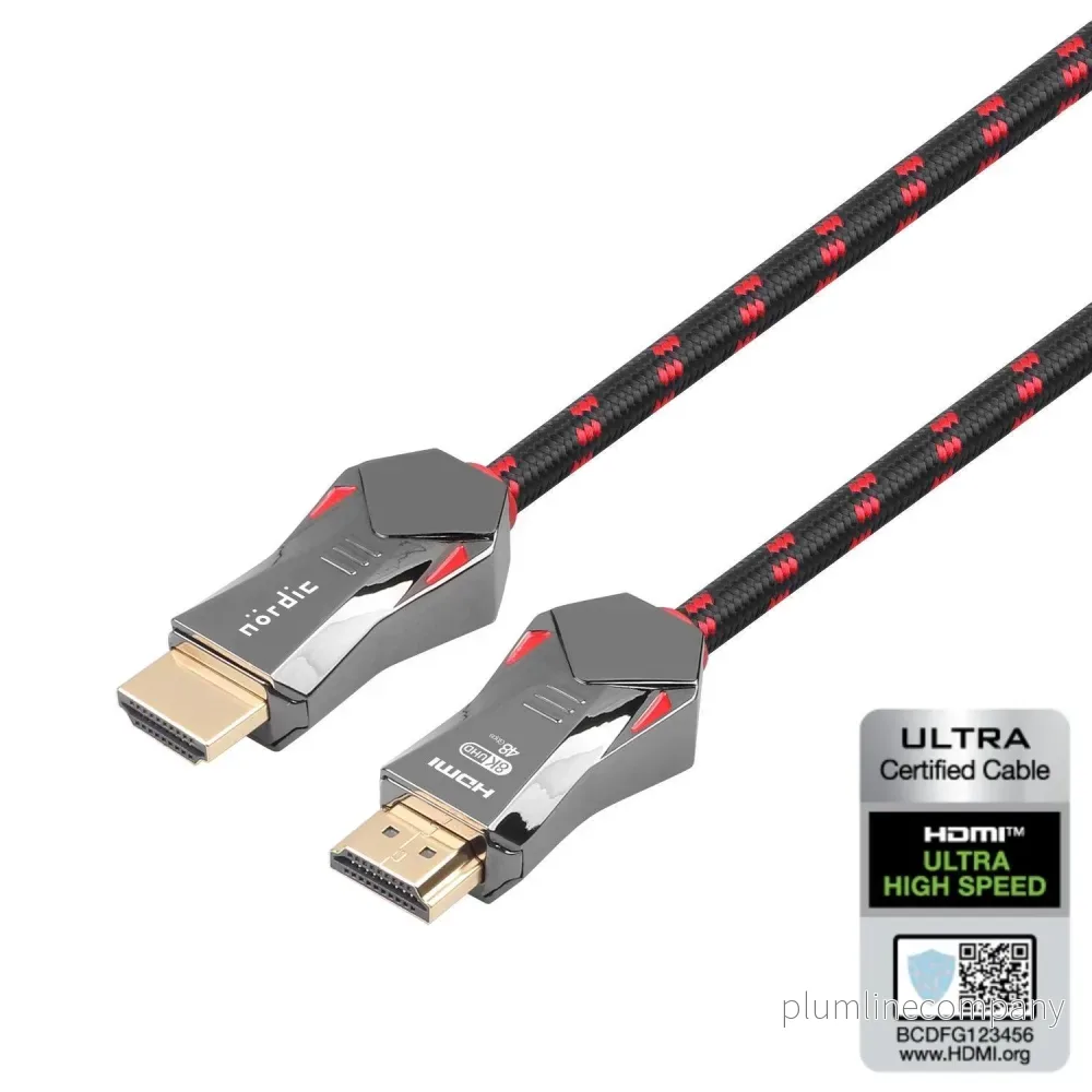 NÖRDIC CERTIFIED CABLES 1,5m Ultra High Speed HDMI 2.1 8K 60Hz 4K 120Hz 48Gbps Dynamic HDR eARC VRR nylonflätad kabel guldpläterade kontakter NÖRDIC CERTIFIED CABLES 1,5m Ultra High Speed HDMI 2.1 8K 60Hz 4K 120Hz 48Gbps Dynamic HDR eARC VRR nylonflätad kabel guldpläterade kontakter