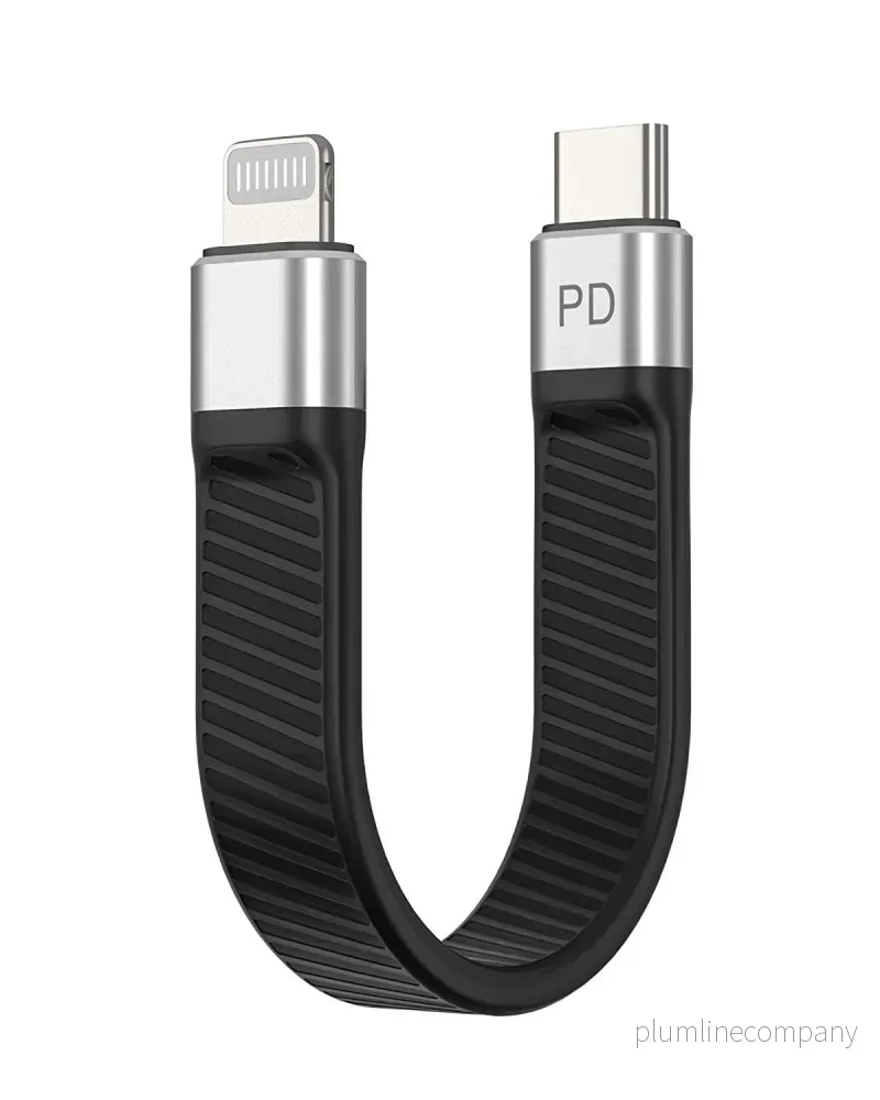 NÖRDIC kort flatkabel 14cm USB-C till Lightning snabbladdning PD18W chipset C94