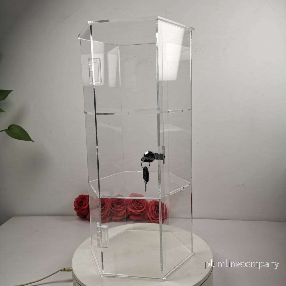 Evoretro 3-Tier Locking Acrylic Hexagon Display Tower Evoretro 3-Tier Locking Acrylic Hexagon Display Tower