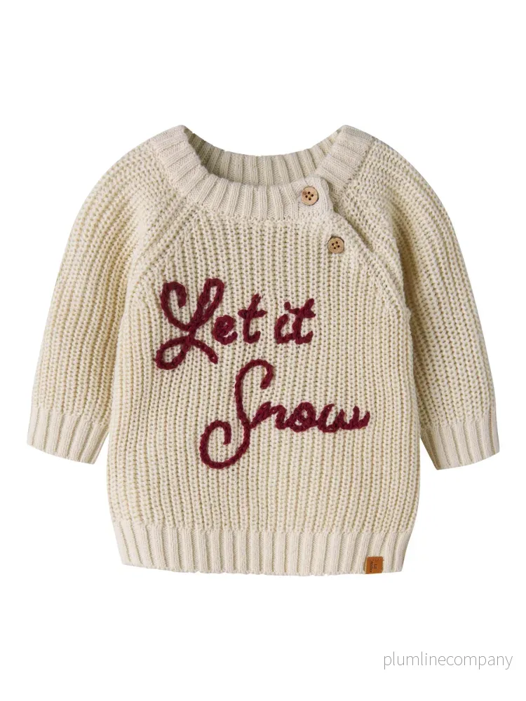 Stickad Tröja med Broderi – Turtledove LET IT SNOW – NBNEMLEN MIO LS KNIT LIL Stickad Tröja med Broderi – Turtledove LET IT SNOW – NBNEMLEN MIO LS KNIT LIL
