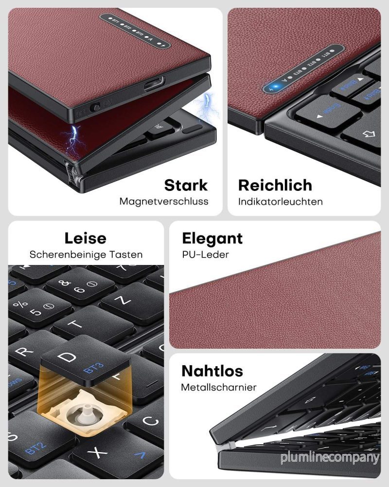NÖRDIC vikbart Bluetooth-tangentbord med touchpad för iOS, Android, Windows, laptop, PC, surfplatta och smartphone, US-layout - Bild 2