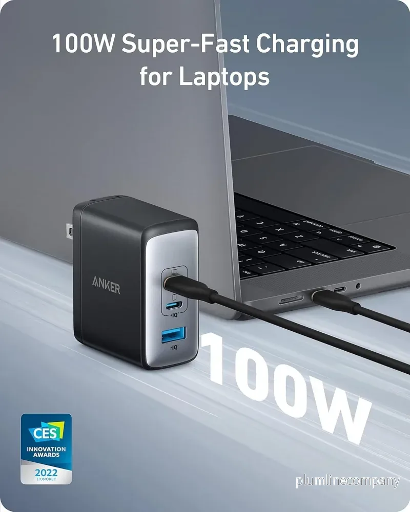Anker USB-C100W NANO II Snabbladdare, 3-Portars USB-C Strömadapter Anker 736 - Bild 2