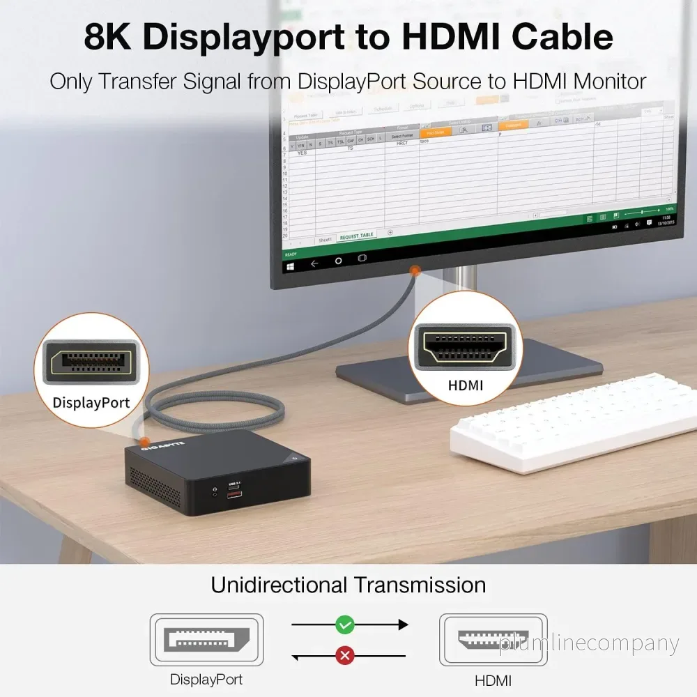 NÖRDIC 1m Displayport 1.4 till HDMI 2.1 8K60Hz 4K120/144Hz Dynamic HDR 32.4Gbps Dolby ATMOS - Bild 2