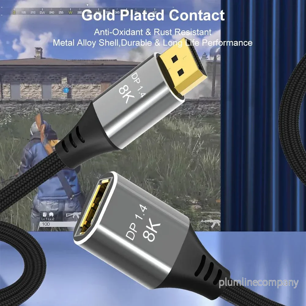 NÖRDIC 2m Displayport 1.4 förlängningskabel UHD 8K60Hz 4K144Hz 32,4Gbps 10-bit HDR dubbelskärmad - Bild 3