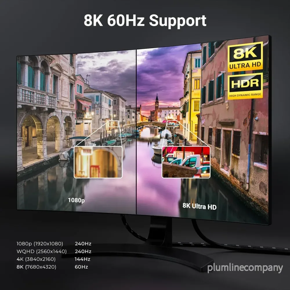 NÖRDIC 50cm Displayport till Displayport kabel ver 1.4 UHD 8K i 60Hz 32,4Gbps 10-bit HDR dubbelskärmad ren koppar 99,99% - Bild 2