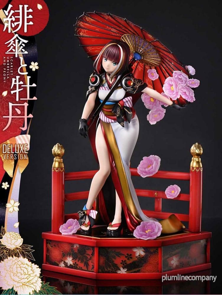 Original Illustration av Fuzichoco Prisma Wing PVC Figur 1/7 Scarlet Umbrella och Peony Deluxe Version 32 cm