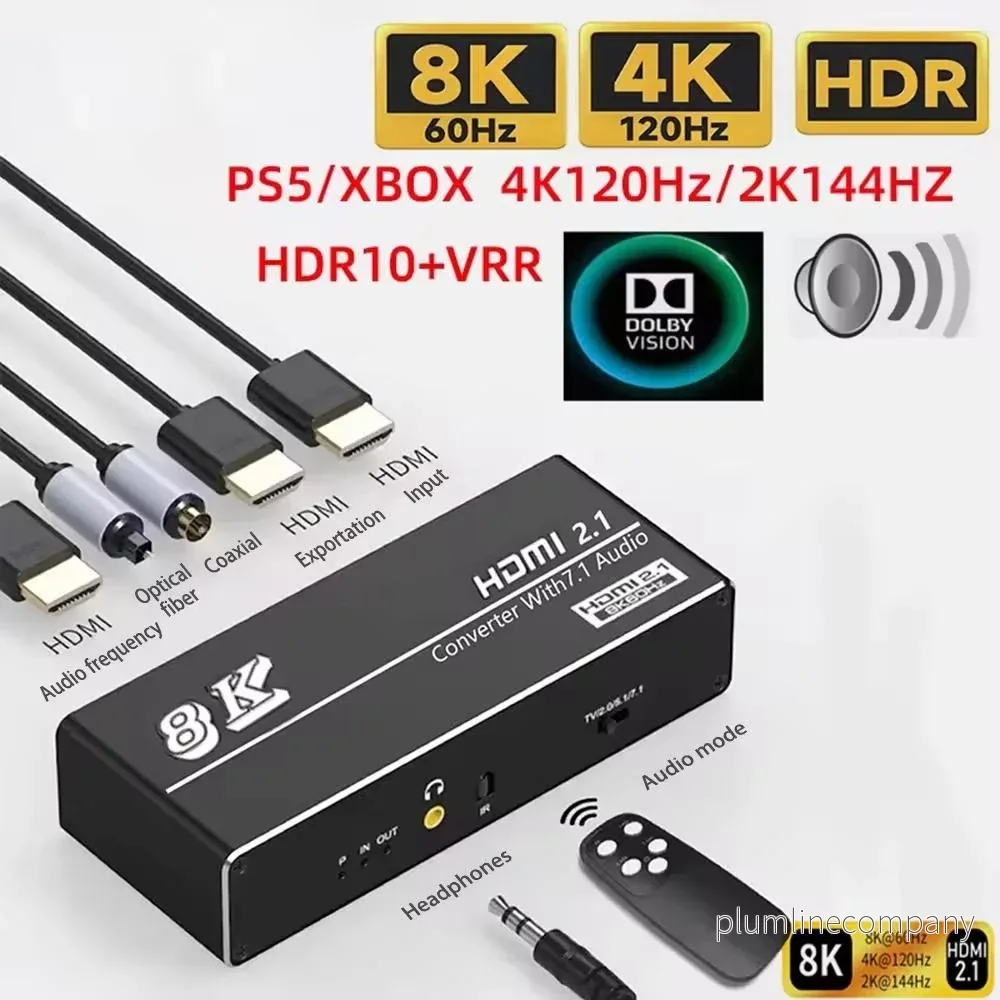 NÖRDIC HDMI 2.1 Extractor 8K 60Hz 4K 120Hz, 7.1 HDMI audio, S/PDIF, Coaxial, AUX - Bild 2