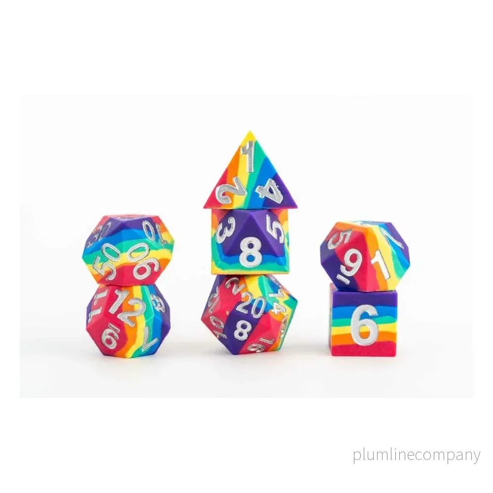 FanRoll Sharp Edge Silicone Dice Set Rainbow (7) - Bild 2