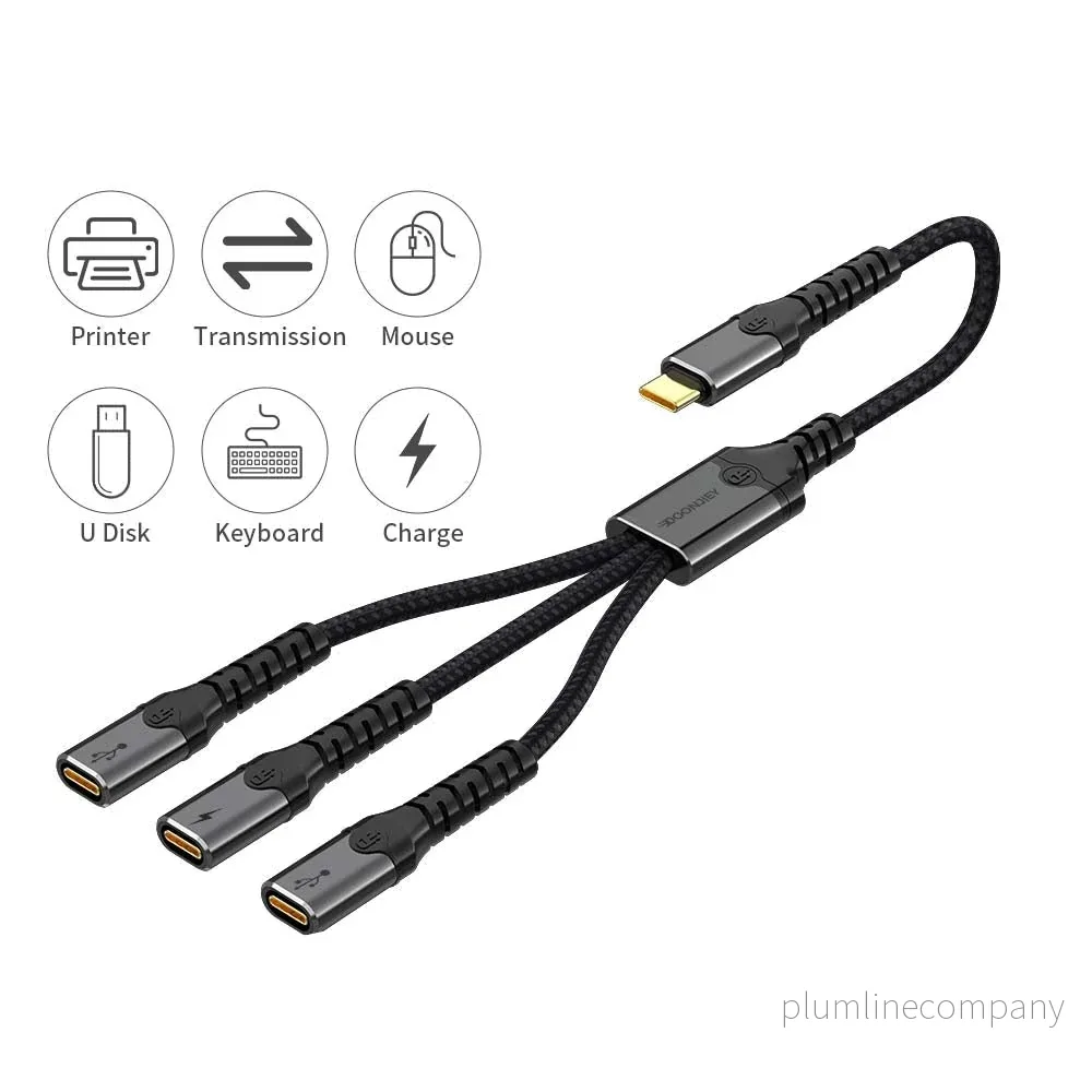 NÖRDIC USB-C Hubb till 1xUSB-C PD60W och 2xUSB-C