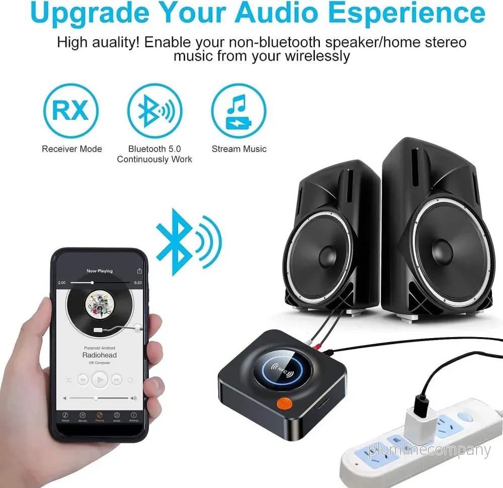NÖRDIC Bluetooth 5.1 mottagare, med NFC, TF -kortplats , 3.5mm AUX/RCA, Låg latens trådlös ljudadapter för hemmusikstreaming stereosystem - Bild 2