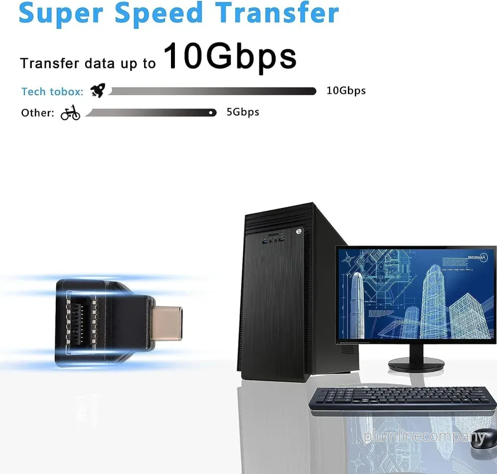 NÖRDIC Type E hona till USB-C hane 90 graders vinklad adapter - Bild 3