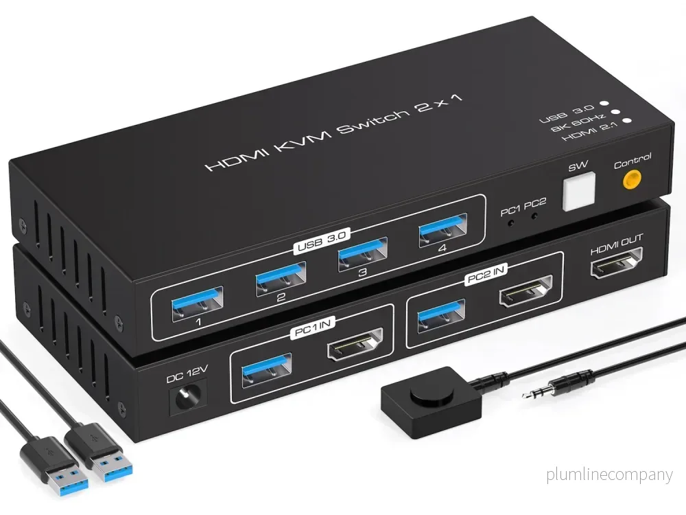 NÖRDIC KVM-switch 2 till 1 HDMI till HDMI, 8K60Hz/4K120Hz, 4x USB-A NÖRDIC KVM-switch 2 till 1 HDMI till HDMI, 8K60Hz/4K120Hz, 4x USB-A