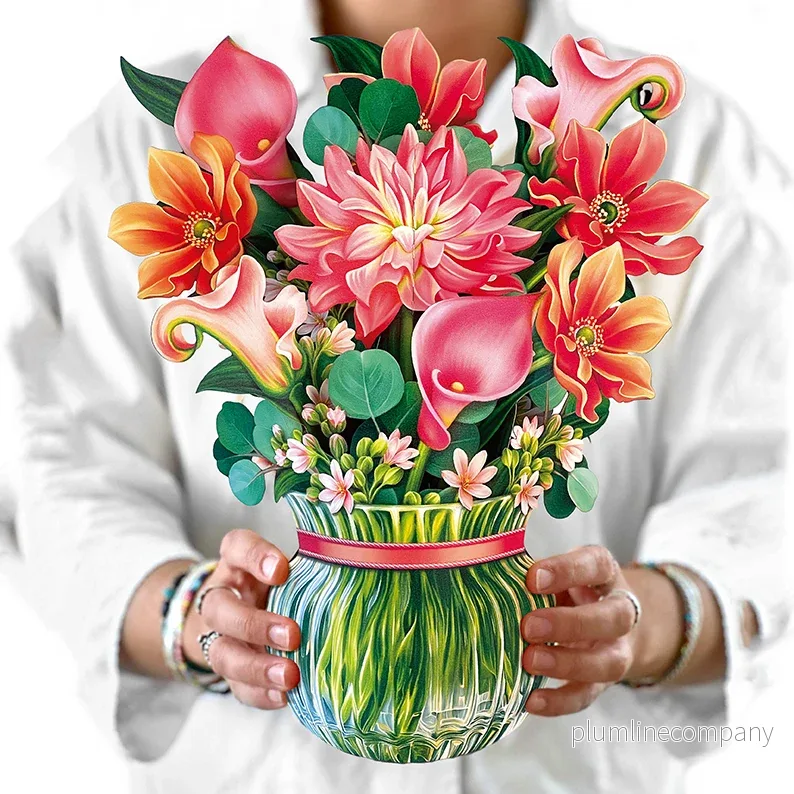 Pop-up kort, Dahlia i vas - Bild 2