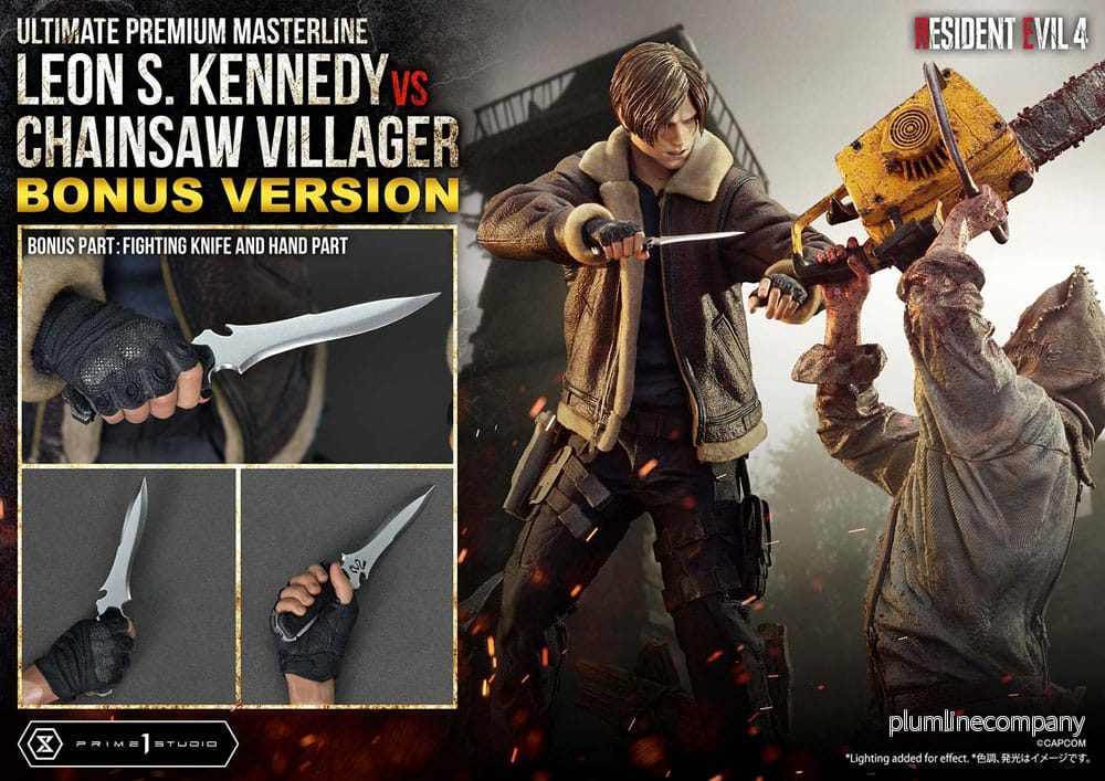 Resident Evil 4 Ultimate Premium Masterline Series Statue 1/4 Leon S. Kennedy vs. Chainsaw Villager Bonus Ver. 76 cm - Bild 2