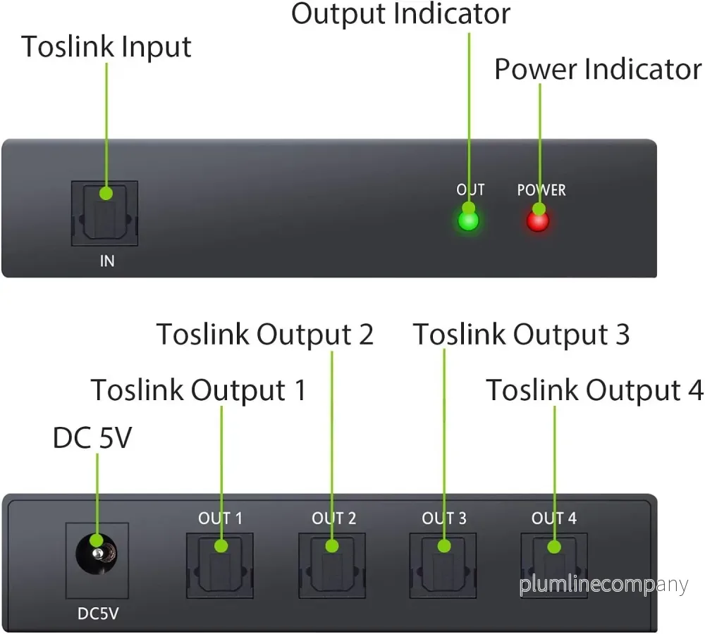 NÖRDIC Optisk S/PDIF Toslink 1 till 4 Splitter 192kHz - Bild 3