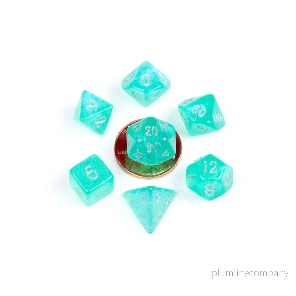 FanRoll Mini Dice Set Stardust Turquoise (7)
