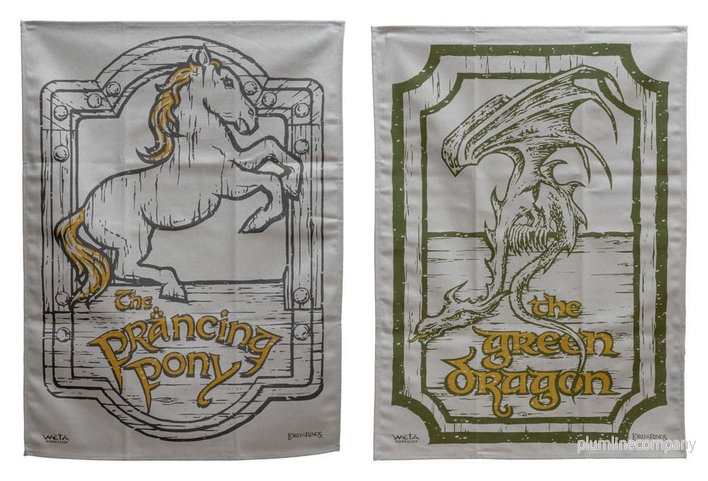 Sagan om ringen kökshandduk 2-pack Gröna Draken och The Prancing Pony 69 cm - Bild 2